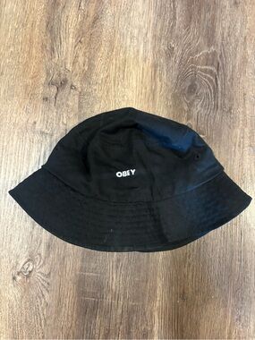 Obey Black Cotton Bucket Hat with Branded Tag